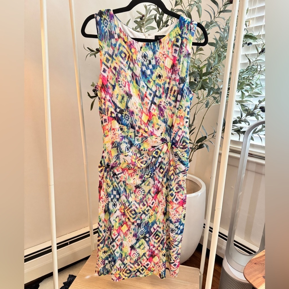 Ellen Tracy Multicolor Abstract Print Women's  Shift Dress size 12